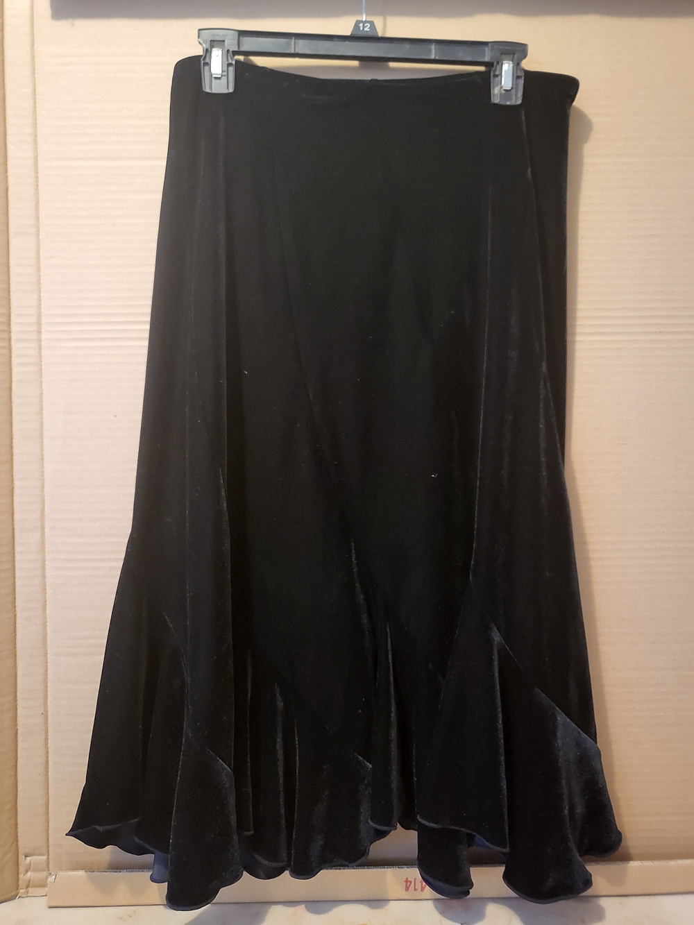 Style & Co. Black Velvet A-Line Skirt with Fluted Hem